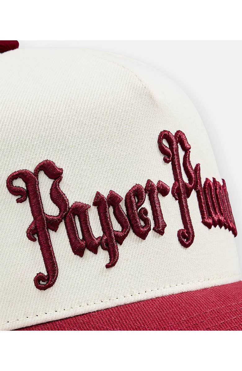 PAPER PLANES Old E A-Frame Snapback Baseball Cap, Alternate, color, Eggshell/ Burgundy