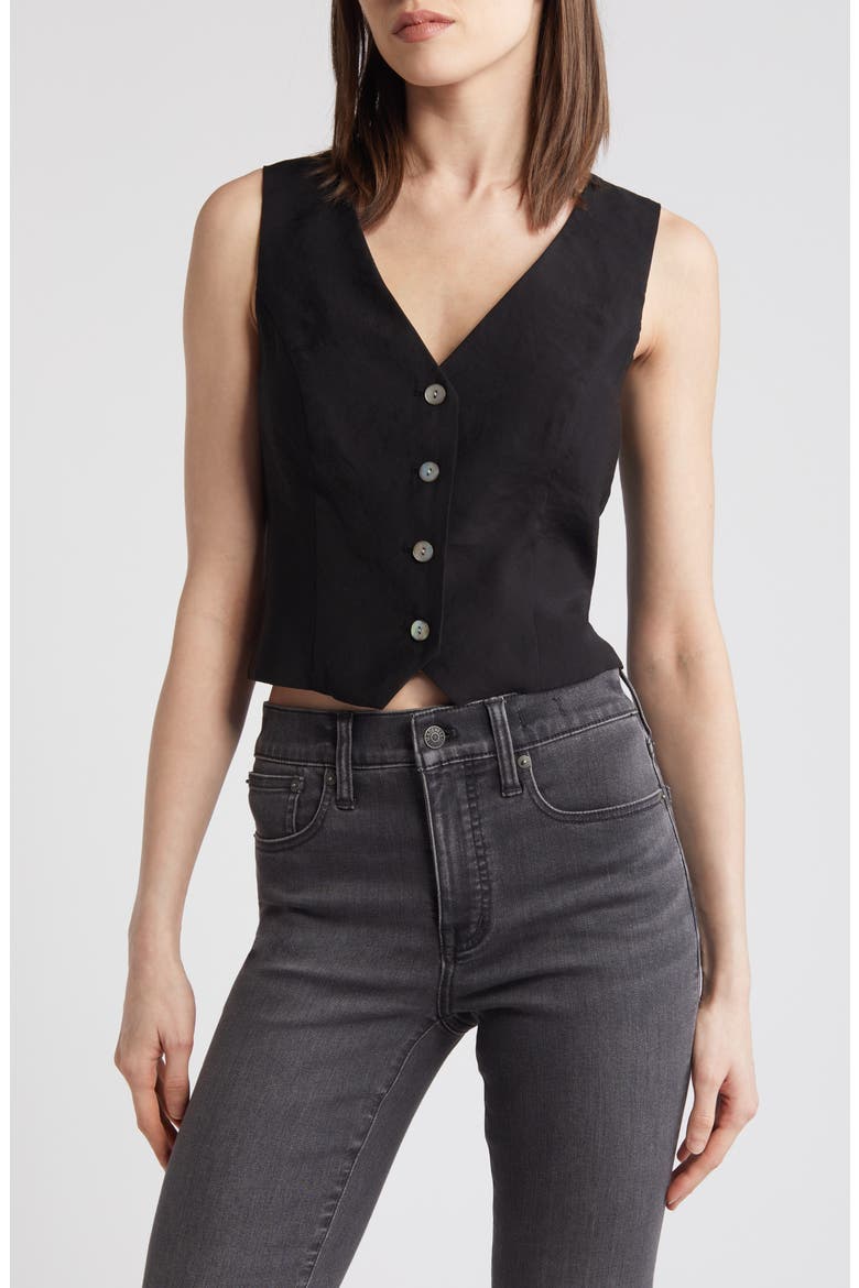 Katrina Crop Vest Top, Main, color, TRUE BLACK