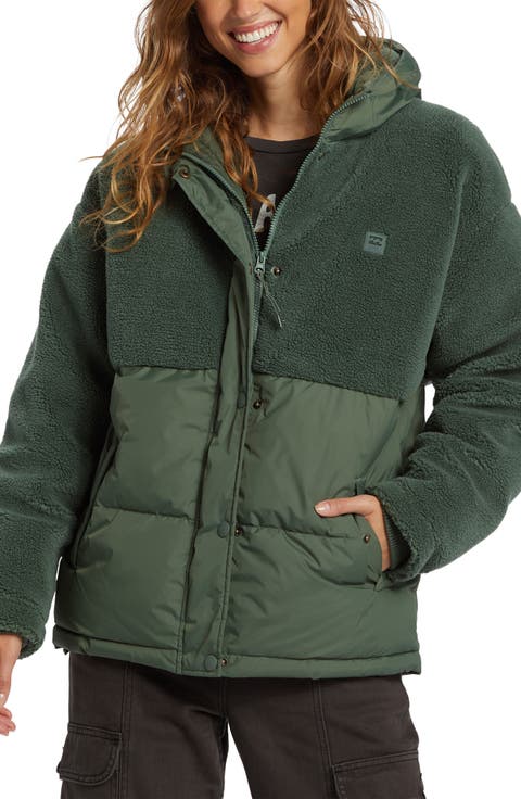 Love Trip Fleece & Taffeta Quilted Hooded Jacket