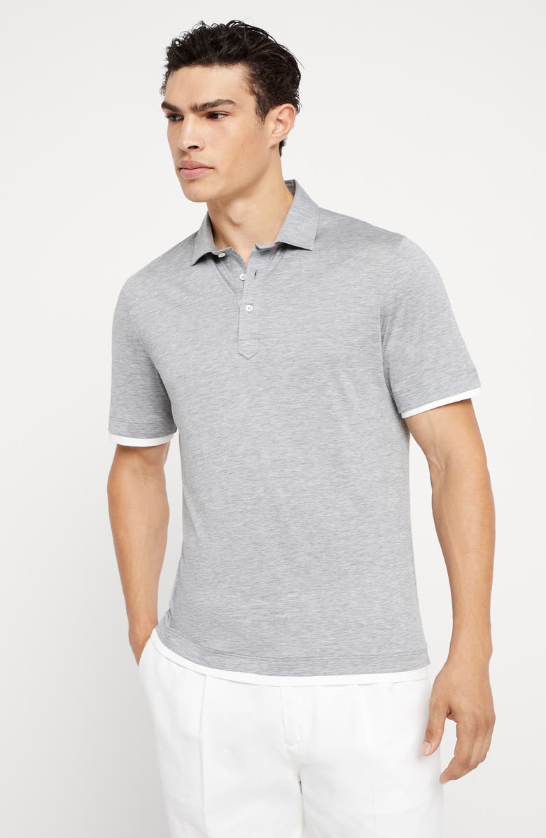 Brunello Cucinelli Polo with Faux-Layering, Alternate, color, 