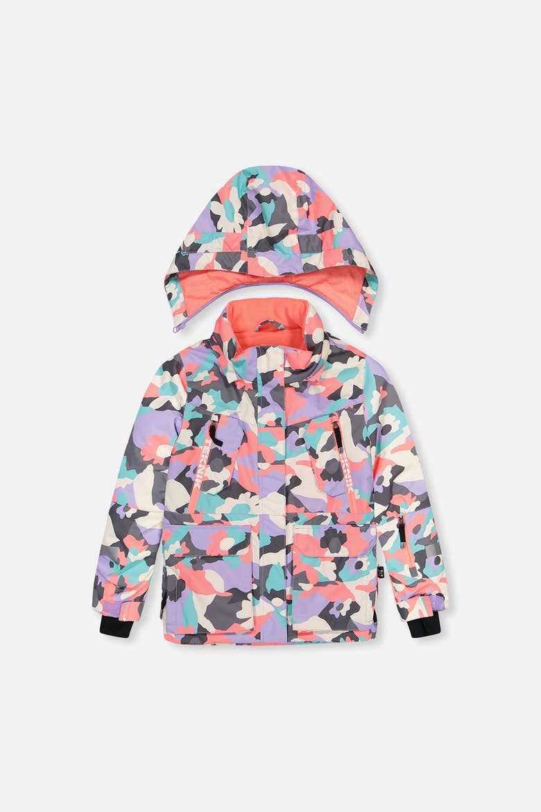 Teknik Expandable Sleeve Reinforced Jacket & Pants Two Piece Snowsuit, Alternate, color, Coral Camouflage
