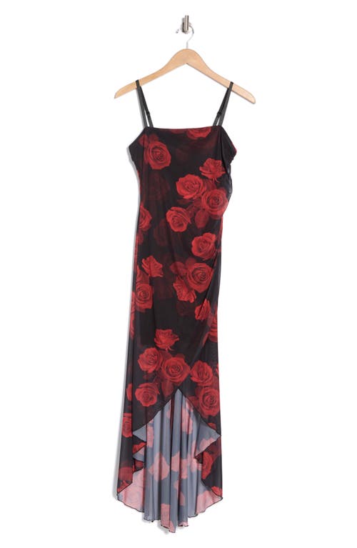 Bebe Spaghetti Strap Mesh High/low Dress In Multi