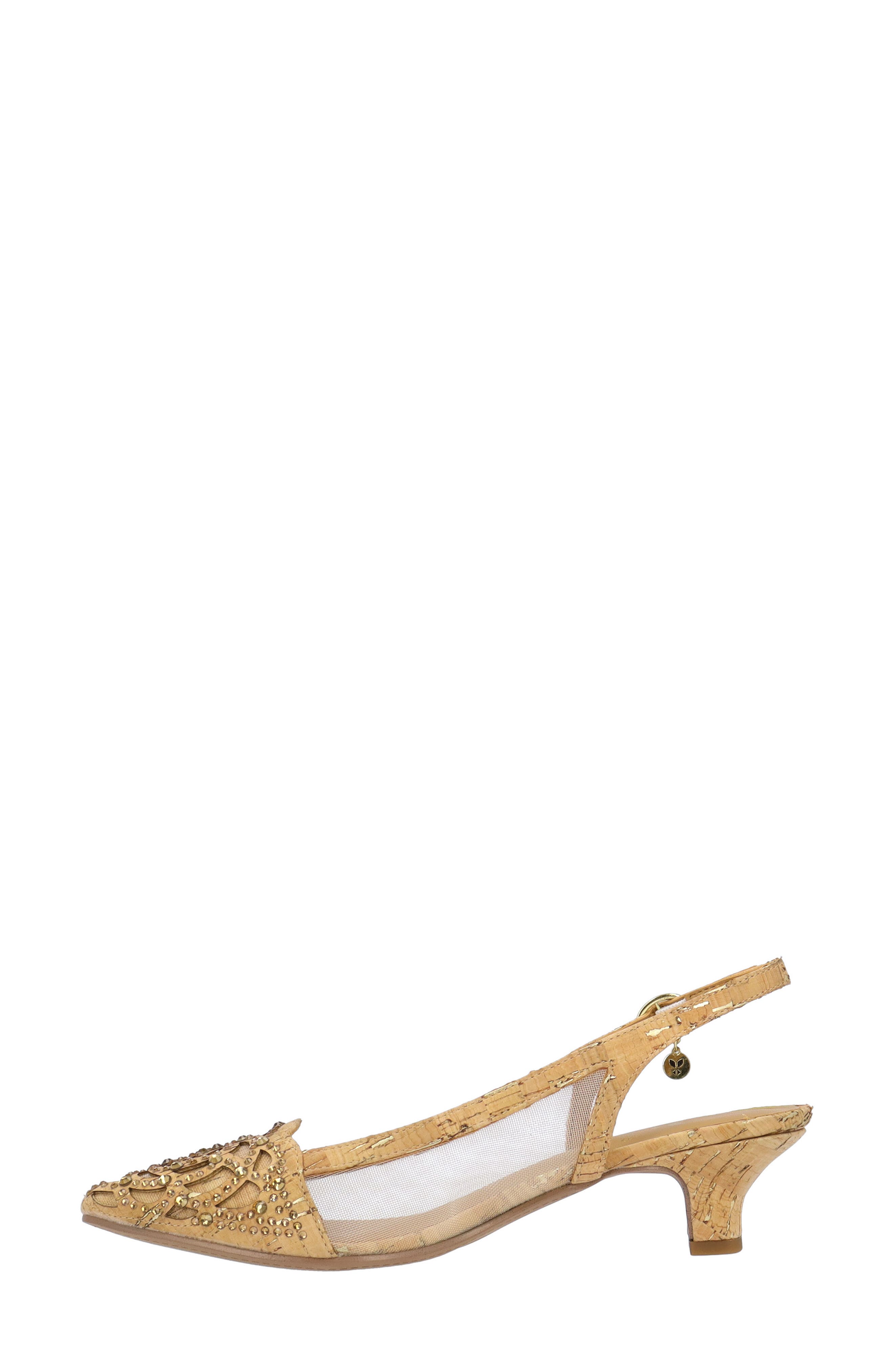 J. Reneé Elsinora Mesh Embellished Slingback Pump, Alternate, color, Natural/ Gold