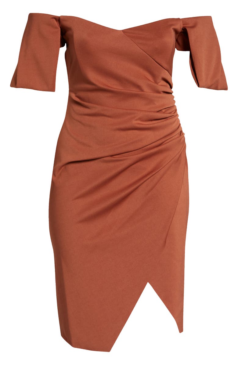 ASOS DESIGN Curve Off the Shoulder Faux Wrap Dress, Alternate, color, 