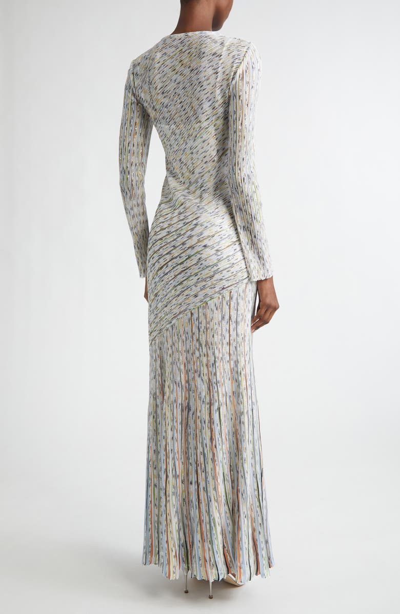 Missoni Draped Effect Rib Long Sleeve Maxi Dress, Alternate, color, Light Bs Orange Green Tinsel
