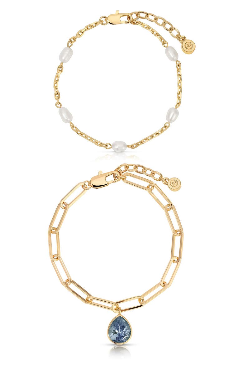 Set of Two Radiant Link Bracelets, Main, color, BLUE/ GOLD