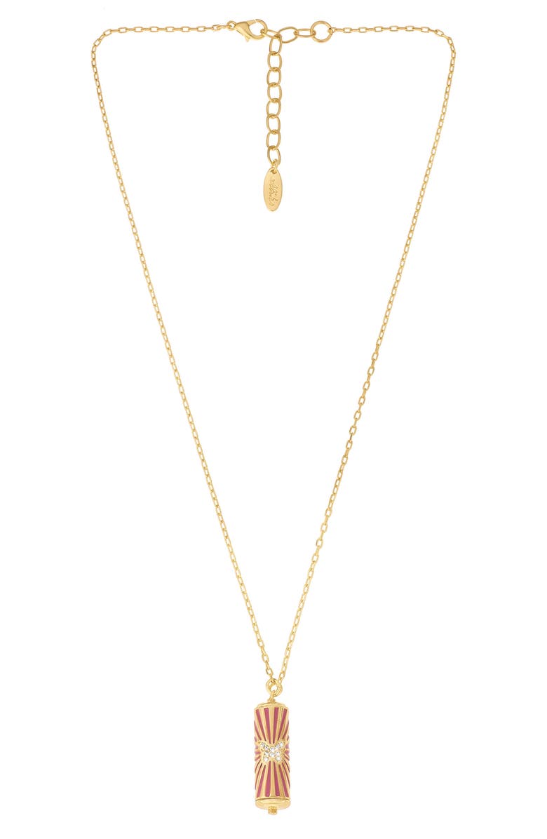 Ettika Butterfly Cylinder Pendant Necklace, Main, color, Gold