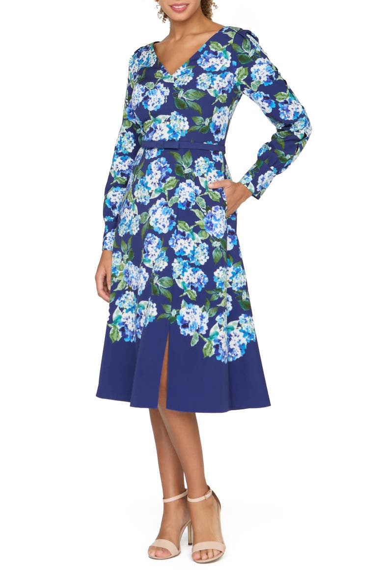 Briony Floral Midi Dress, Alternate, color, DEEP NAVY
