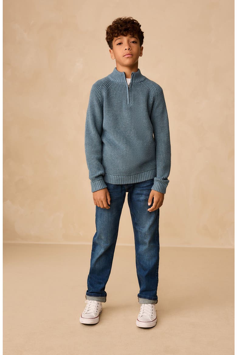 Kids' Quarter Zip Sweater, Alternate, color, BLUE