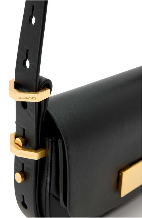 Allsaints Womens Black Etta Branded Leather Cross-body Bag In Black