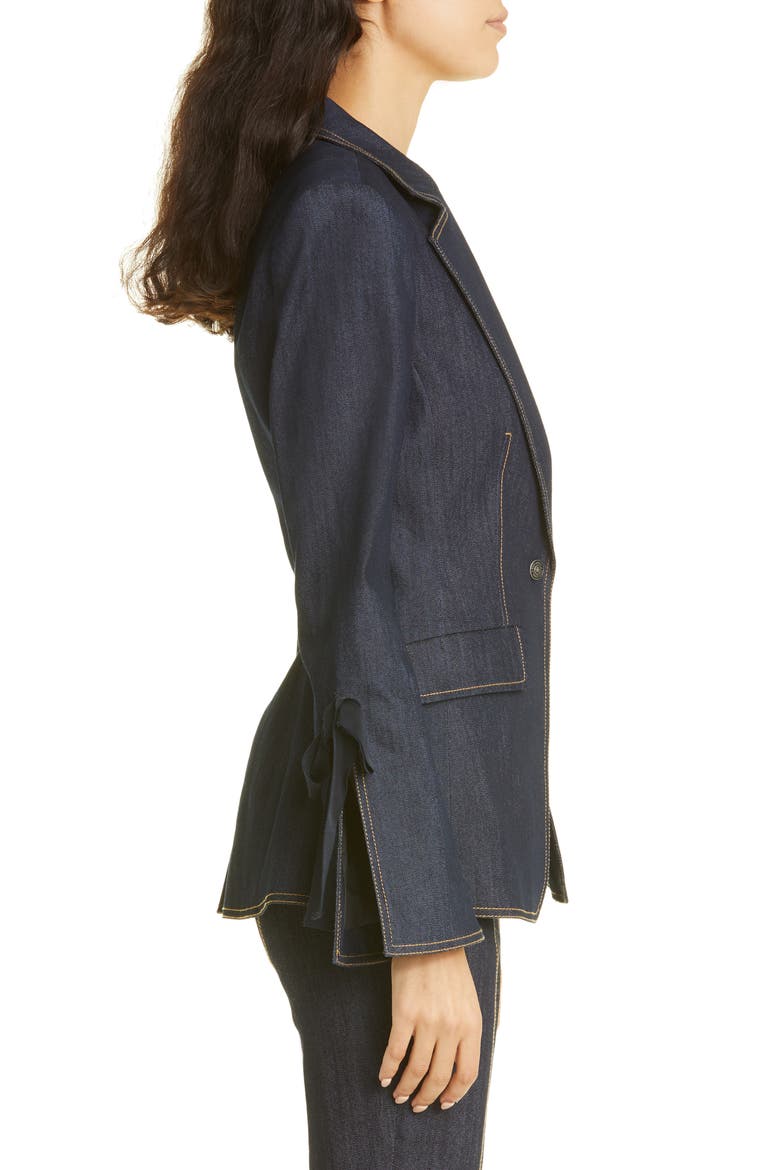 Lou Tie Cuff Denim Blazer, Alternate, color, INDIGO