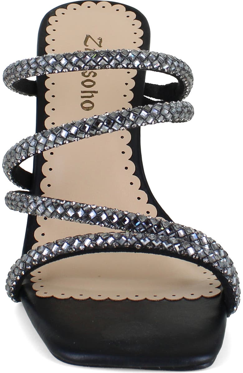 ZIGISOHO Rhinestone Strap Stiletto Sandal, Alternate, color, Black Suedette