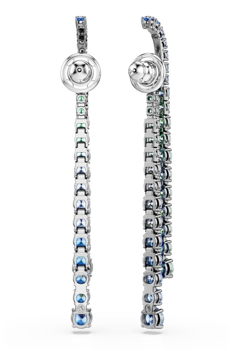Matrix Crystal Linear Drop Earrings, Alternate, color, SILVER/ MULTI