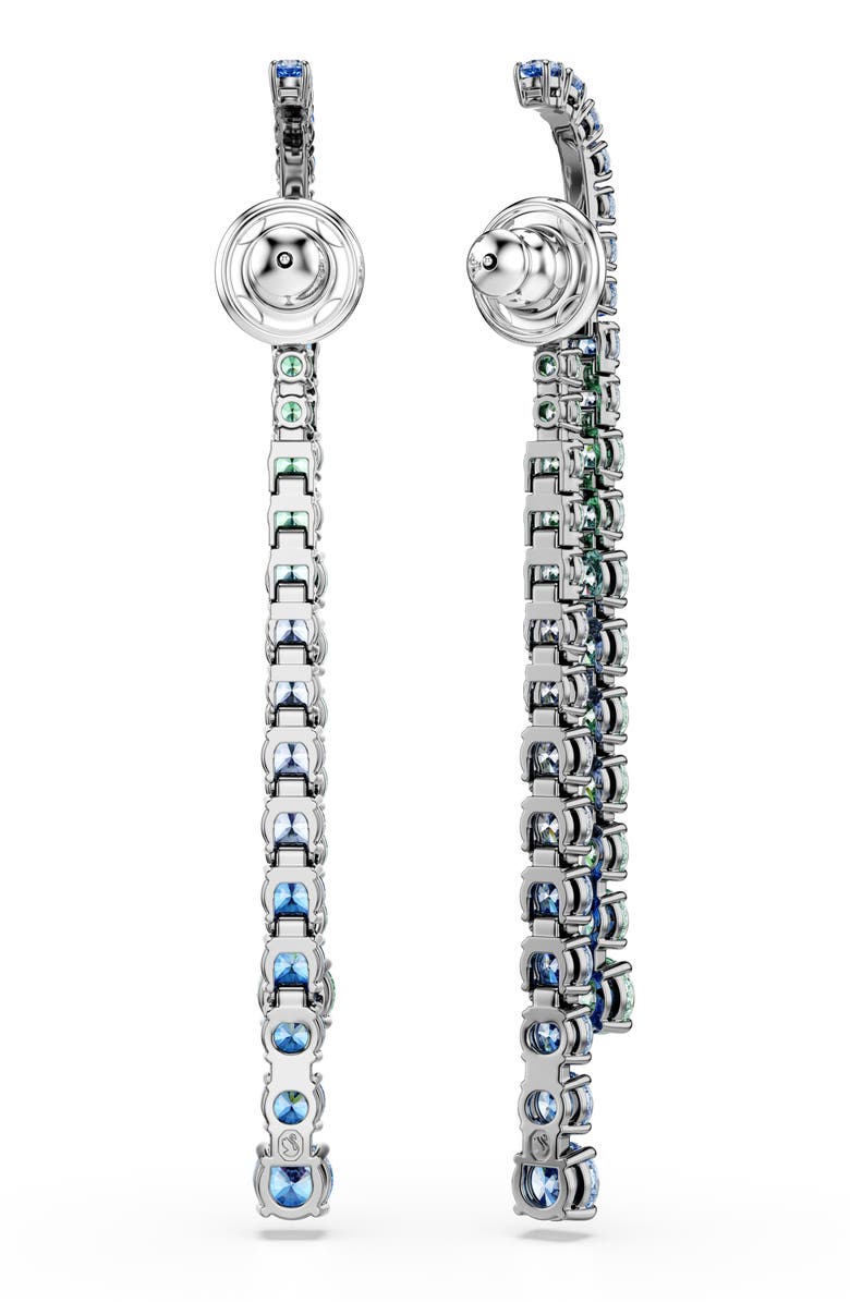 Swarovski Matrix Crystal Linear Drop Earrings, Alternate, color, Silver/ Multi