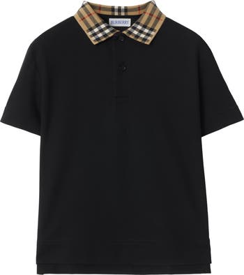 ポロシャツ Burberry Polo In Cotone Con Colletto Check Check Collar Cotton Polo Shirt in Magnet - Men | Burberry