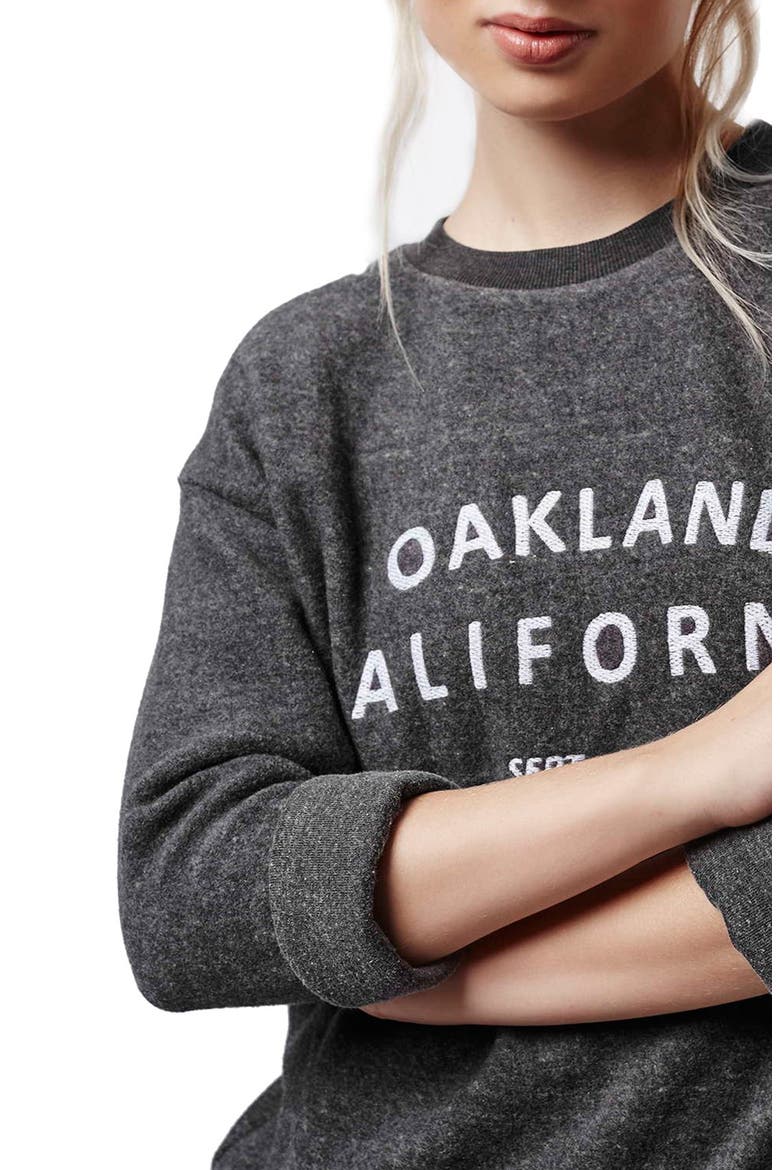 'Oakland' Crewneck Sweatshirt, Alternate, color, CHARCOAL