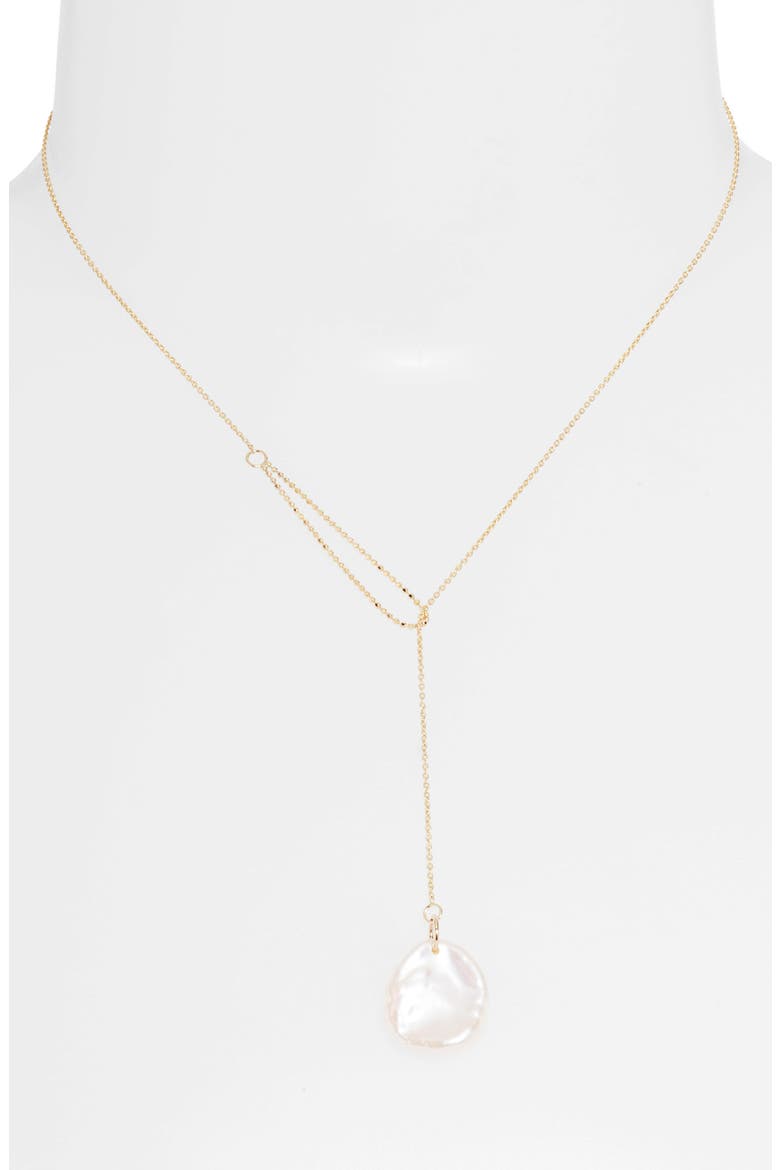 Petal Cultured Pearl Y-Necklace, Alternate, color, 14K YELLOW GOLD