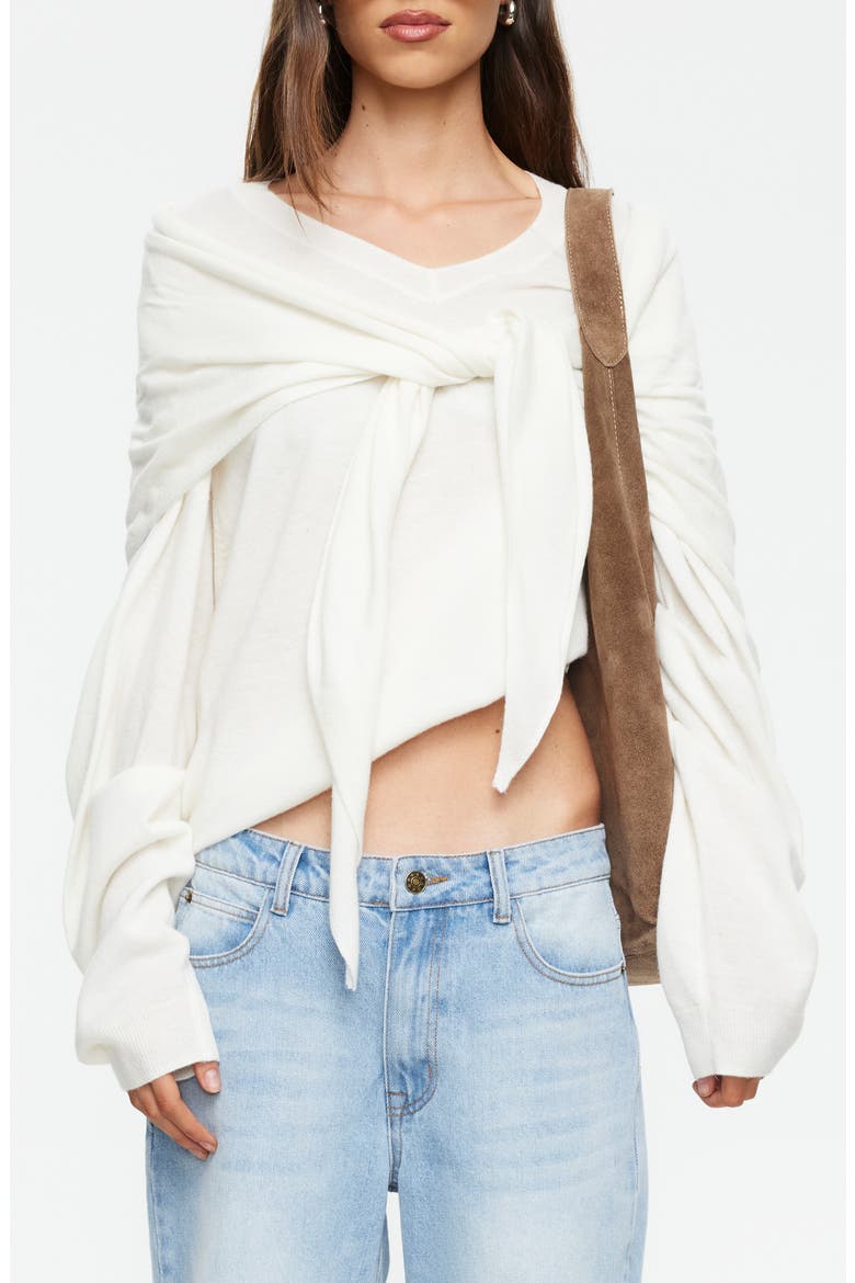 Olsen Wool Blend Long Sleeve Knit T-Shirt, Main, color, PORCELAIN