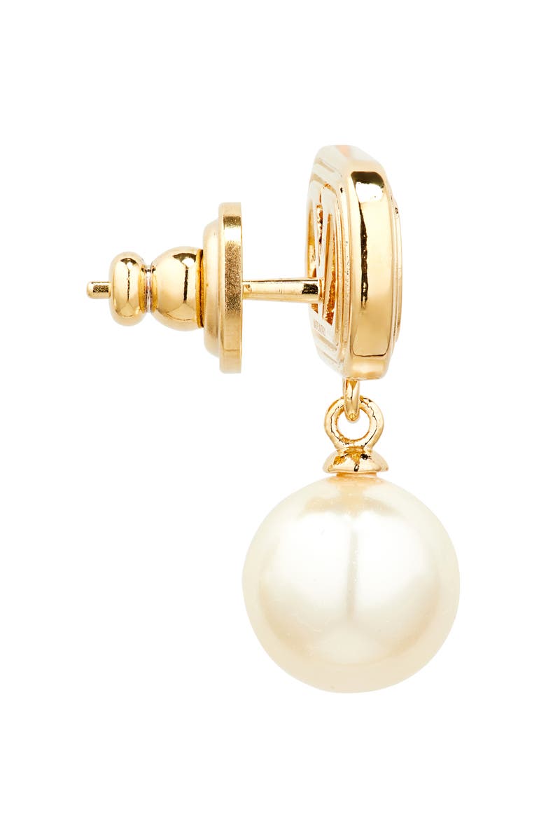 Valentino Garavani Ovalette VLOGO Swarovski<sup>®</sup> Faux Pearl Drop Earrings, Alternate, color, Oro/ Cream