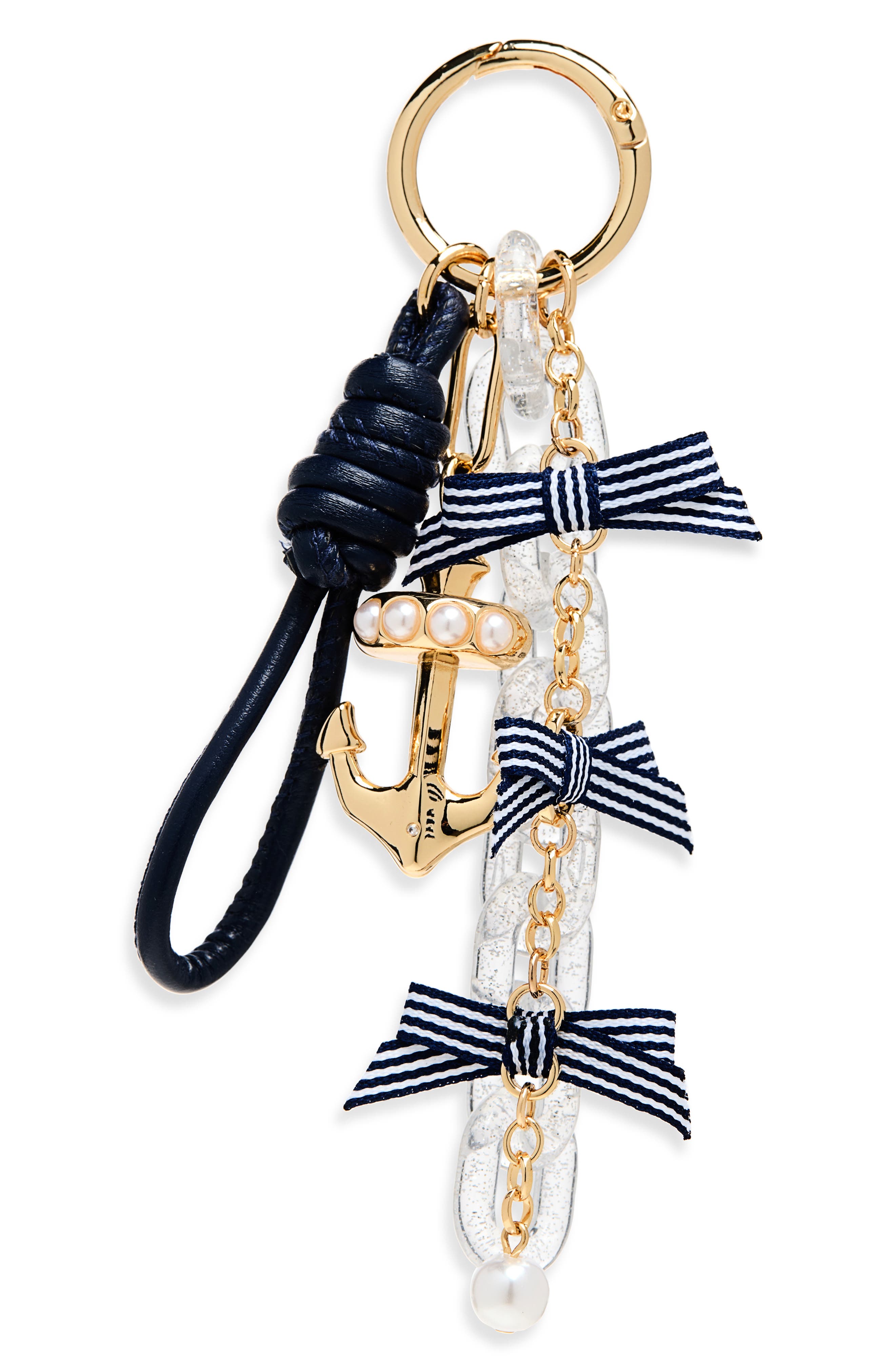 Nautical Bow Bag Charm, Main, color, BLUE MULTI- GOLD