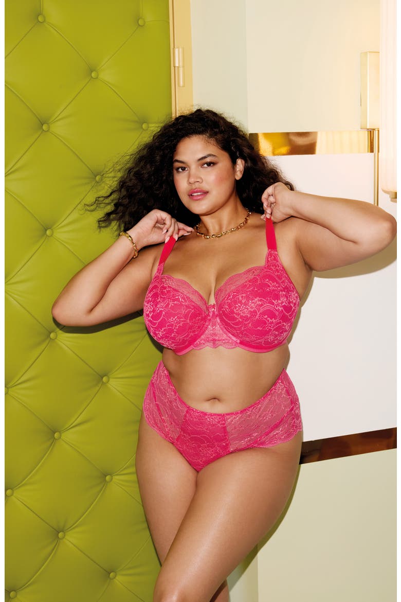 Darcie Full Figure Underwire Padded Half Cup Bra, Alternate, color, AZALEA