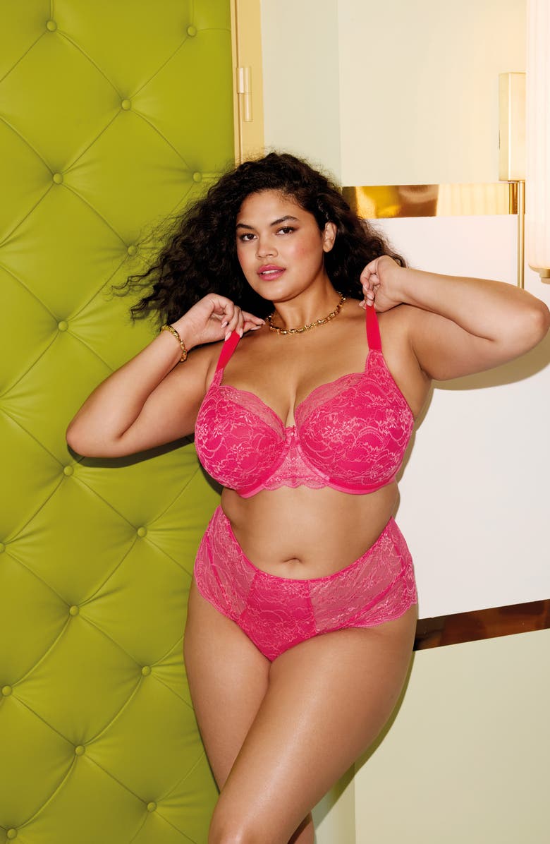 Elomi Darcie Full Figure Underwire Padded Half Cup Bra, Alternate, color, Azalea