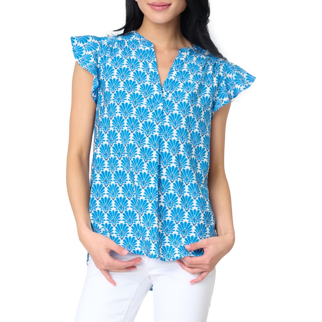 Gibsonlook Notch Neck Flutter Sleeve High-low Top