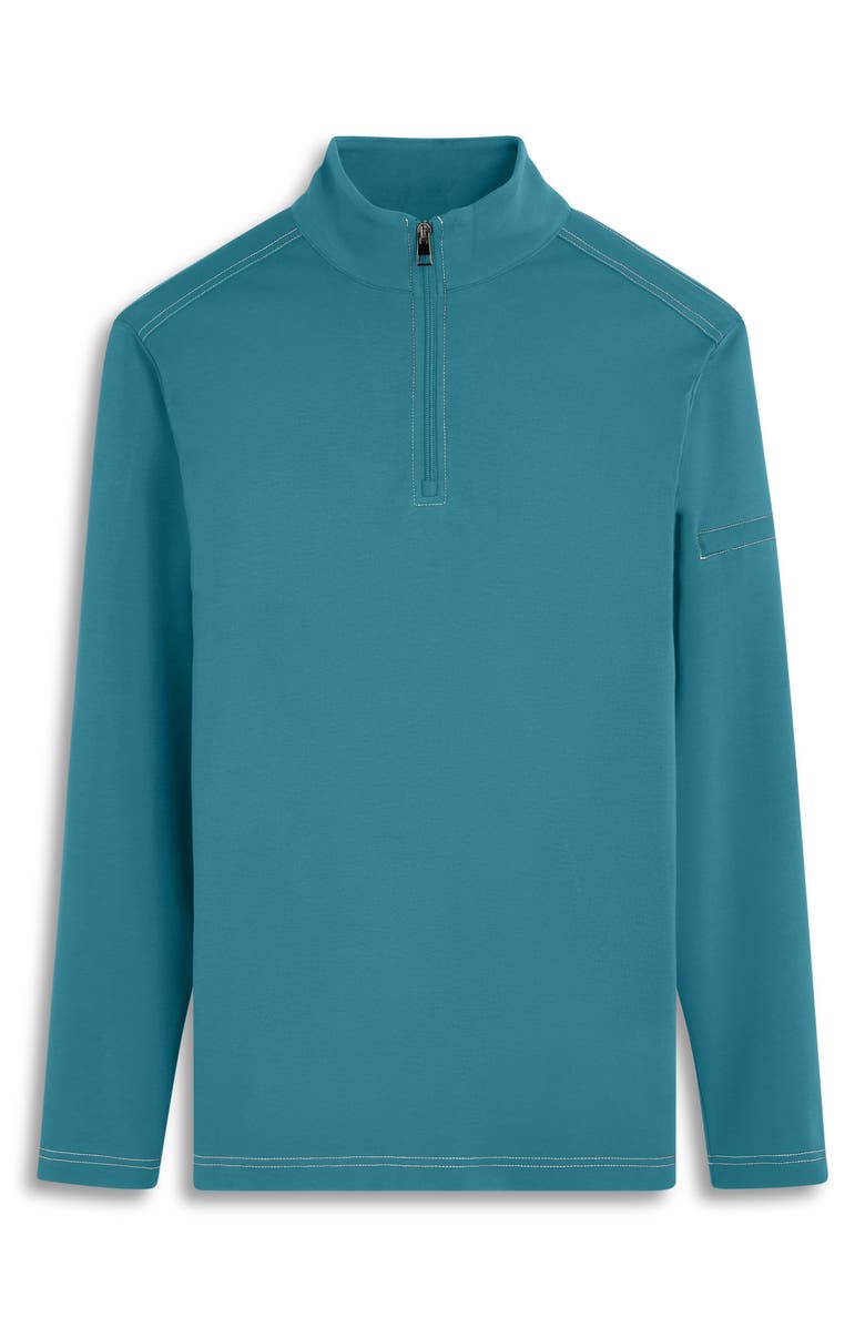 Bugatchi Quarter Zip Knit Pullover, Alternate, color, Peacock