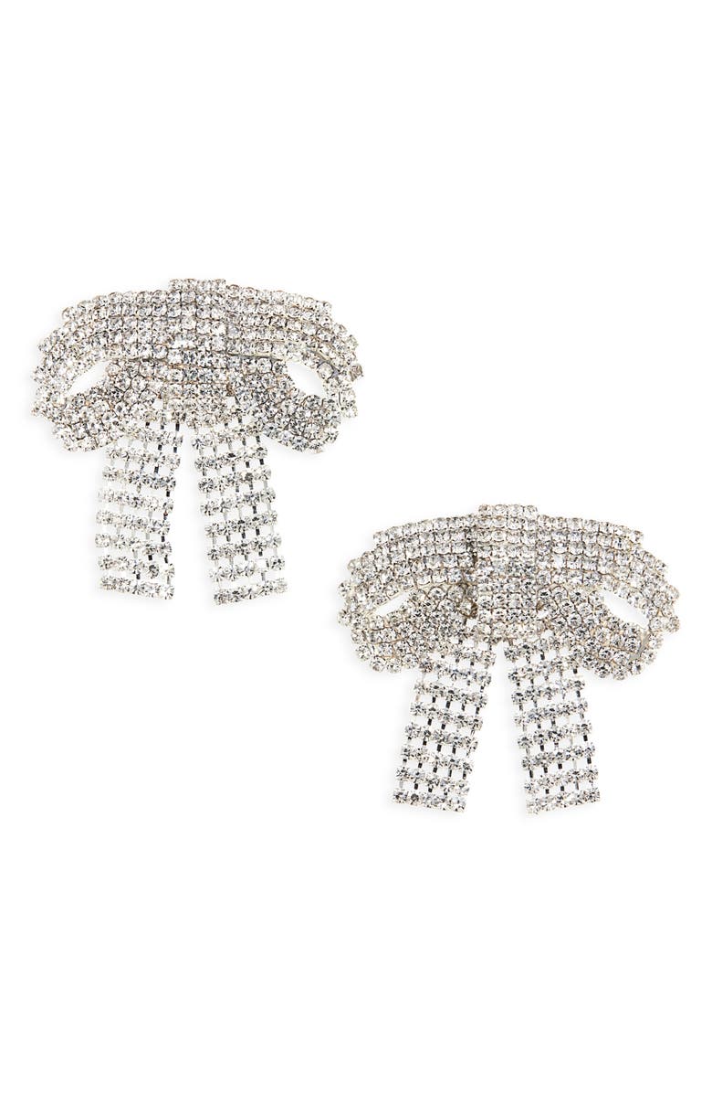 Cara Bow Fringe Crystal Statement Stud Earrings, Main, color, 