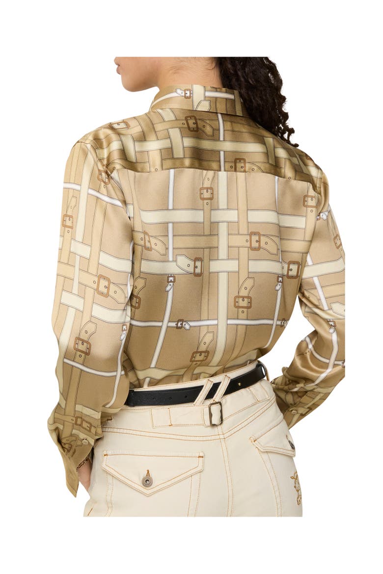 Regular Fit Belt Check Viscose Shirt, Alternate, color, Sand beige