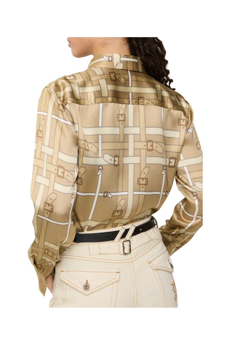 Burberry Regular Fit Belt Check Viscose Shirt, Alternate, color, Sand Beige
