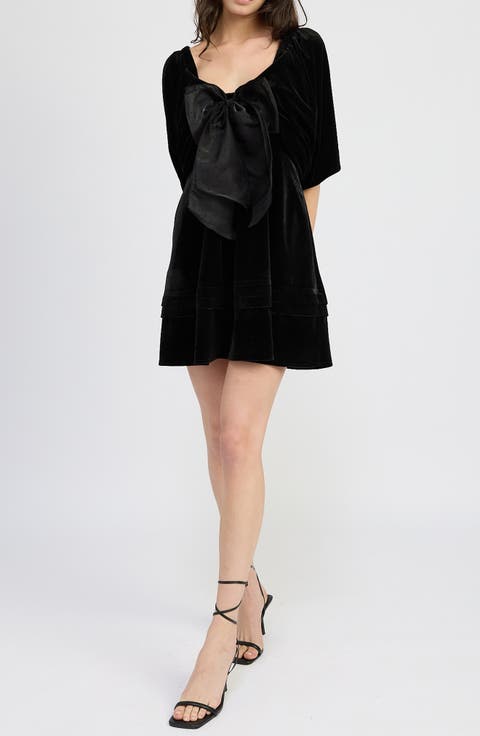 Avery Bow Front Velvet Minidress