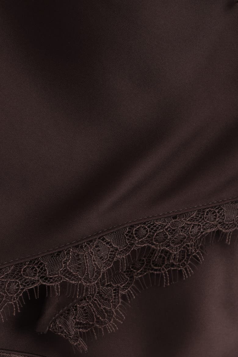 Lace-trimmed Satin Headscarf, Alternate, color, BROWN