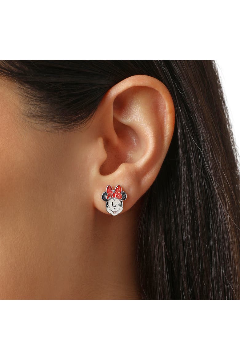 Minnie Mouse Red Bow Earring Set, 3 Pairs (Hoops, Drops & Studs), Silver-Tone, Alternate, color, Red