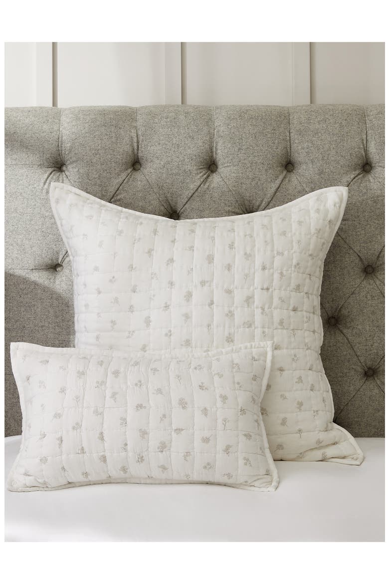 Lille Floral Quilted Cushion Cover, Main, color, WHITE/ GREY