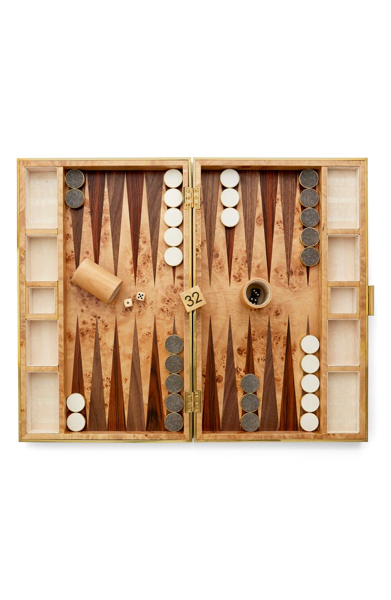 Aerin Faux Shagreen Backgammon Board, Alternate, color, Chocolate