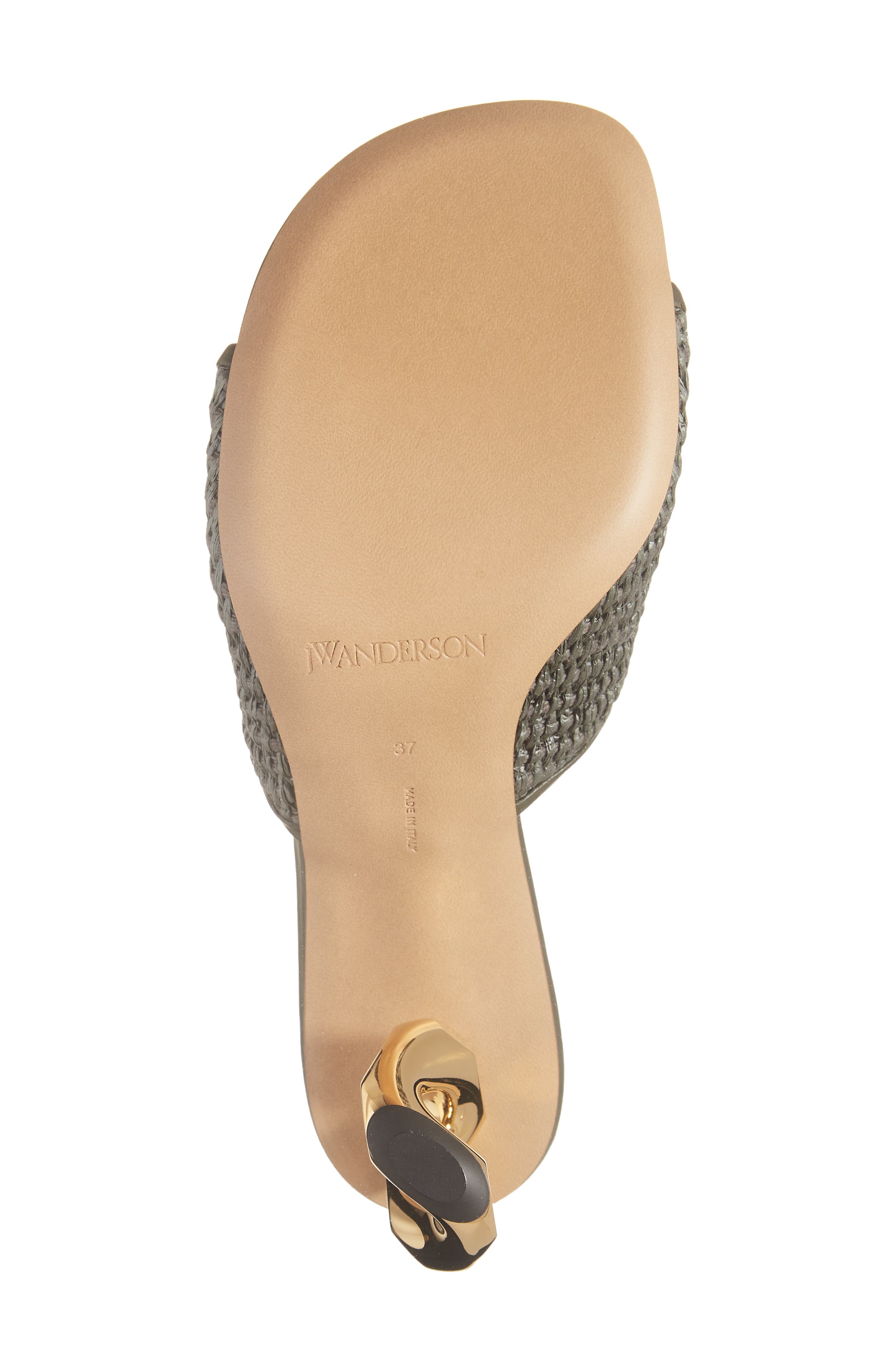 JW Anderson Chain Heel Raffia Slide Sandal, Alternate, color, 