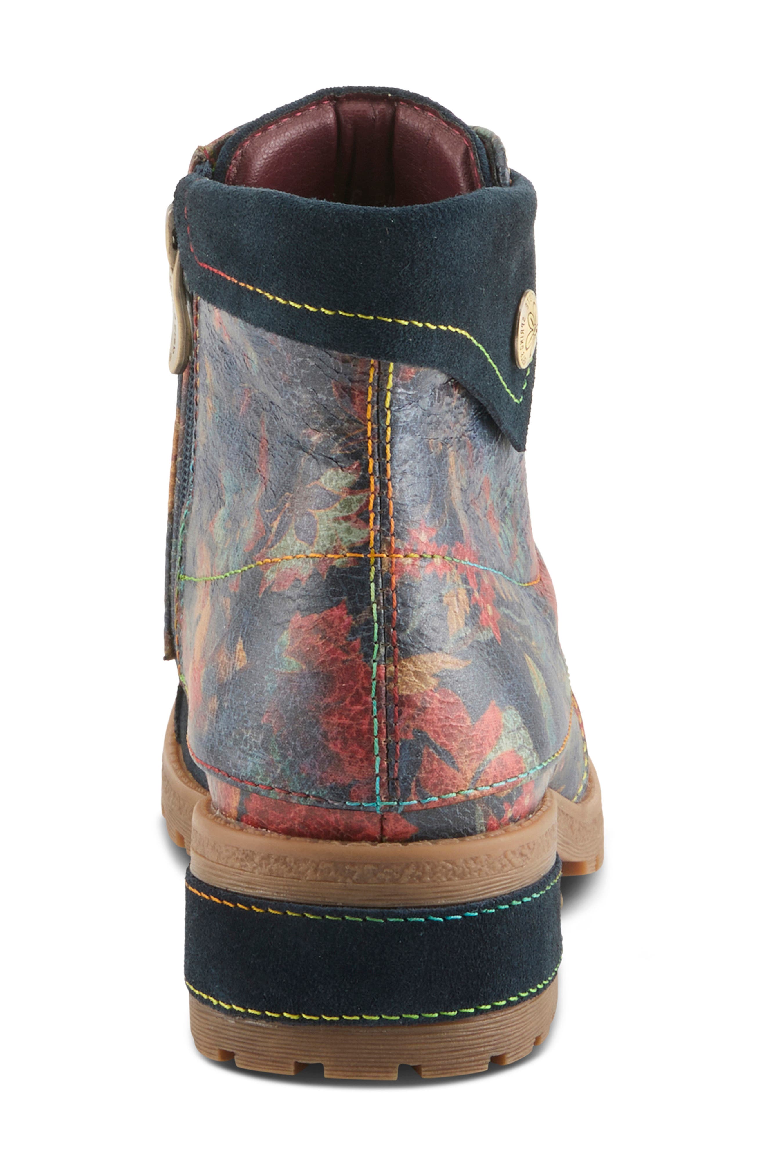 L'Artiste by Spring Step Serna Cap Toe Bootie, Alternate, color, Navy Multi Suede