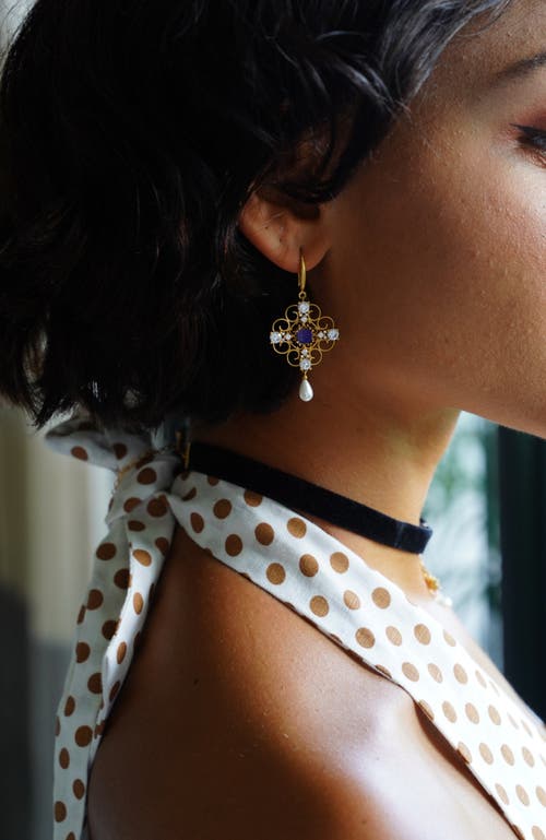 Rc Retro Chic Orchid Dream Pearl Earrings In Gold