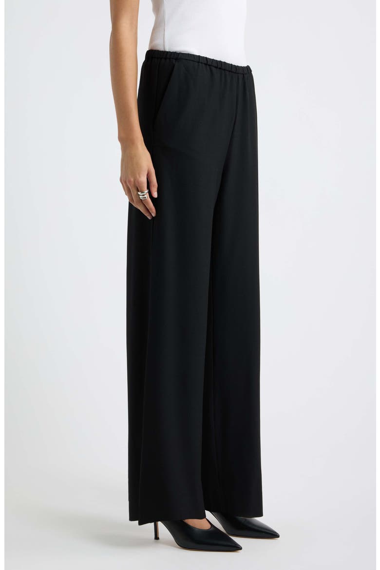 Wool Blend Pull On Wide Leg Pants, Alternate, color, BLACK