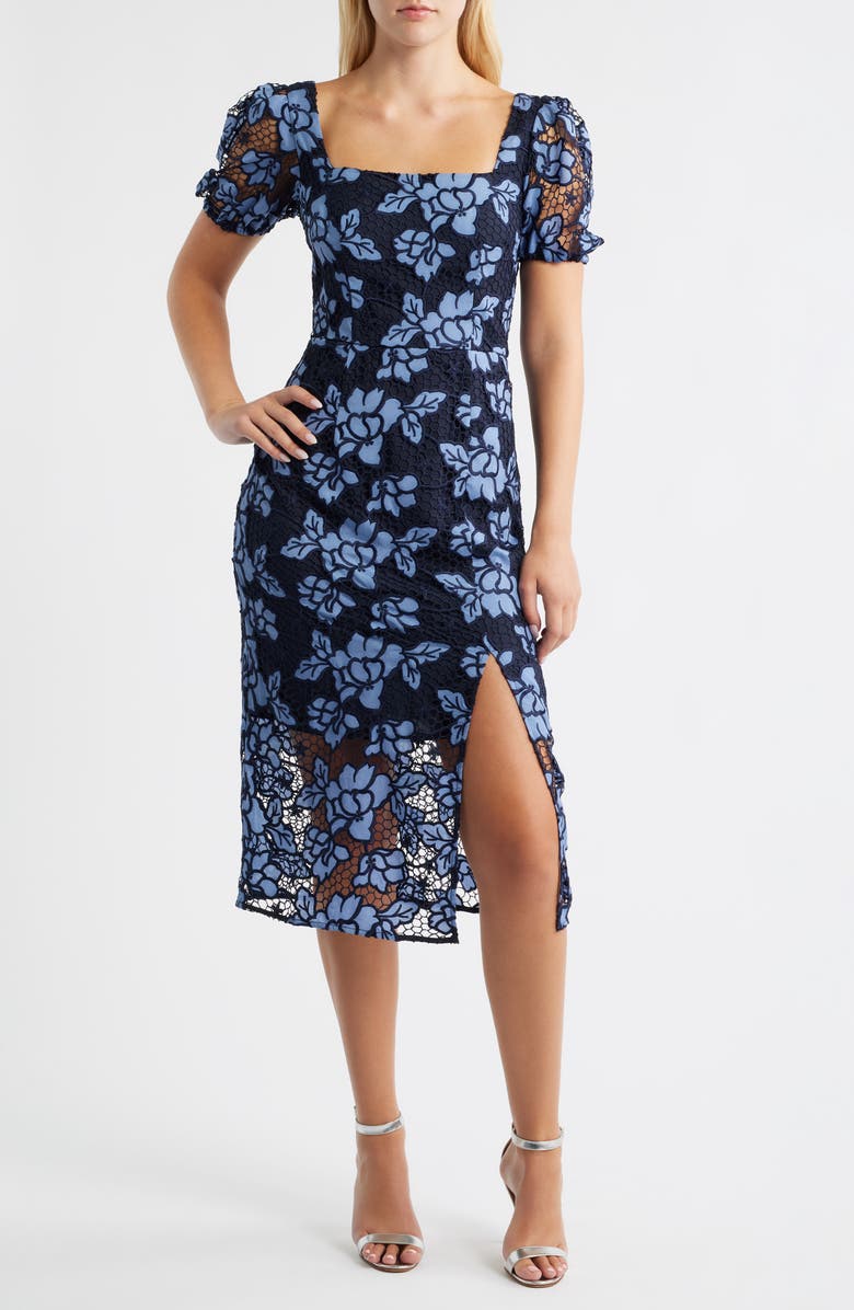Sam Edelman Denim Embroidery Midi Dress, Main, color, Navy