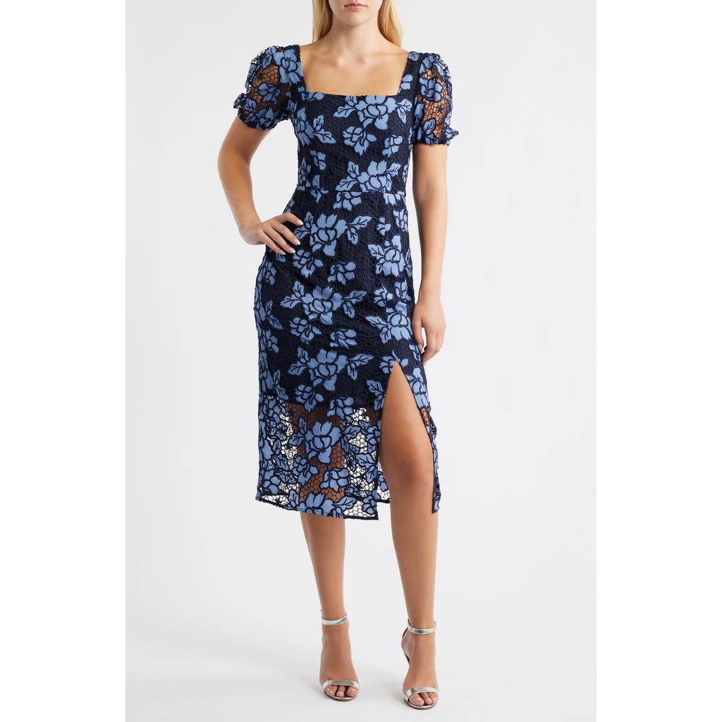 Sam Edelman Denim Embroidery Midi Dress In Blue