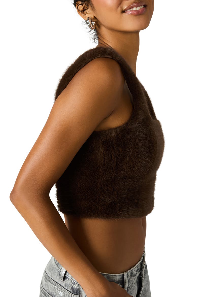 Hannia Faux Fur Crop Tank, Alternate, color, DARK ESPRESSO