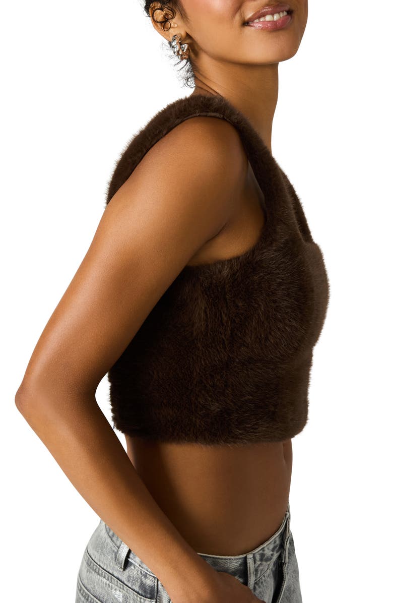 Steve Madden Hannia Faux Fur Crop Tank, Alternate, color, Dark Espresso