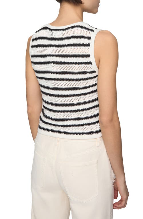 Rebecca Minkoff Stripe Open Stitch Cotton Sweater Vest In White