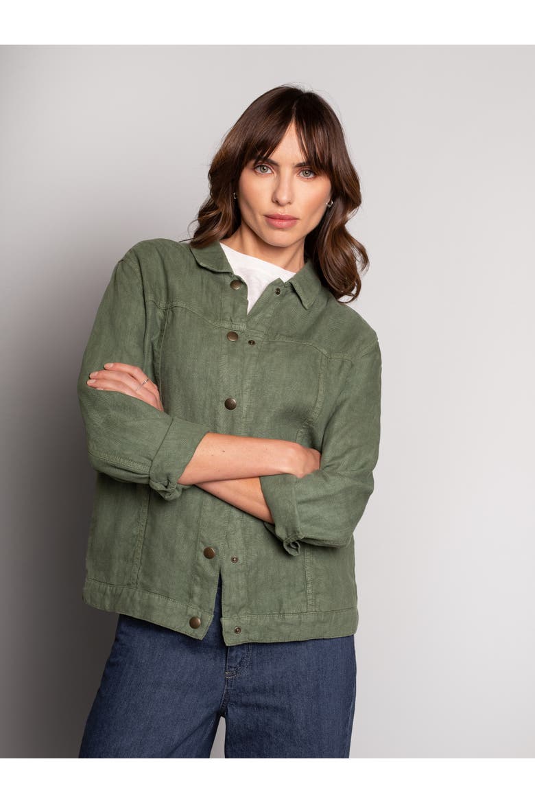 Linen Western Jacket, Main, color, KHAKI