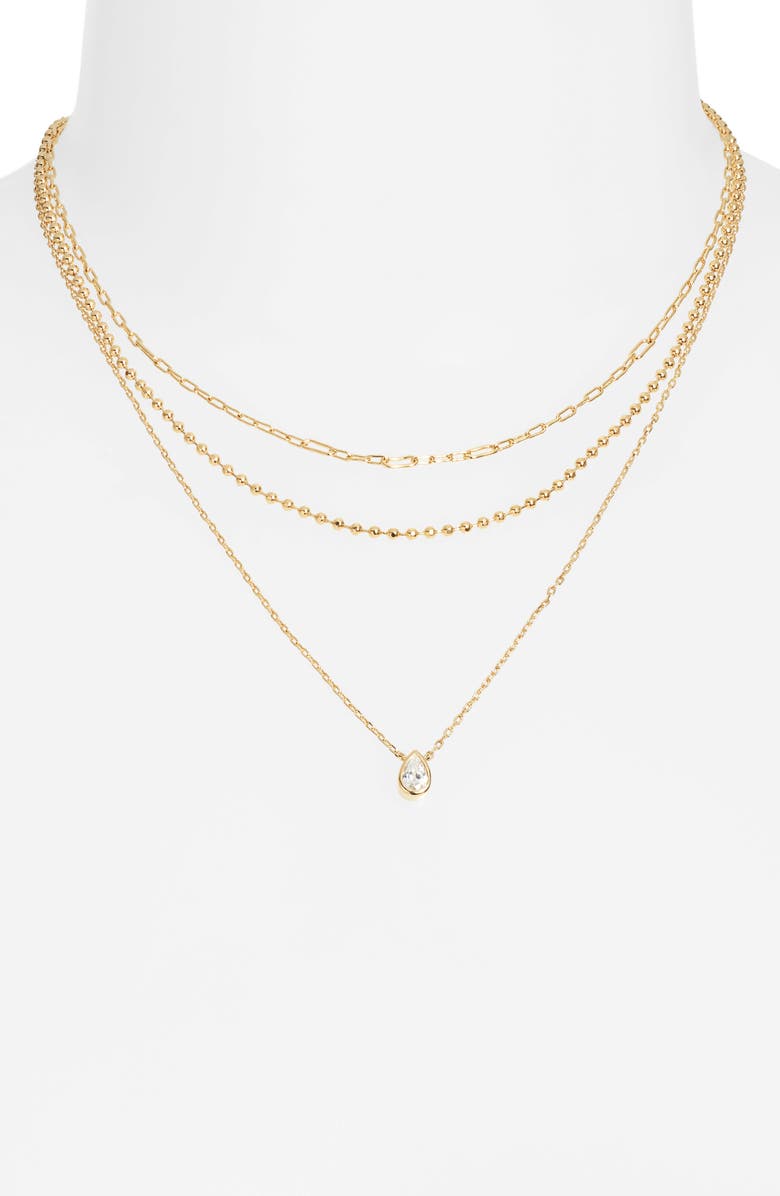 Nordstrom Demi Fine Dainty Layered Pendant Necklace, Alternate, color, 14K Gold Plated