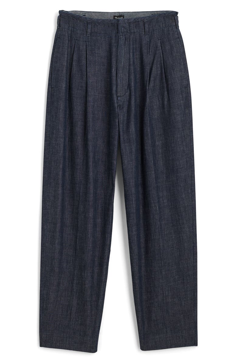 Madewell Double Pleated Denim Pants, Alternate, color, Indigo