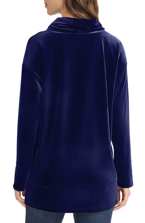 Jones New York Velour Cowl Neck Tunic In Blue