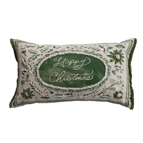 Cotton & Linen Holiday Lumbar Pillow